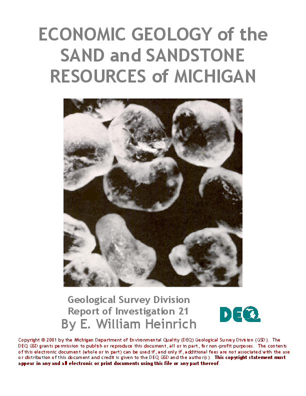 (PDF) ECONOMIC GEOLOGY of the SAND and SANDSTONE RESOURCES of MICHIGAN