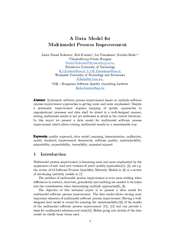 (PDF) A Data Model for Multimodel Process Improvement