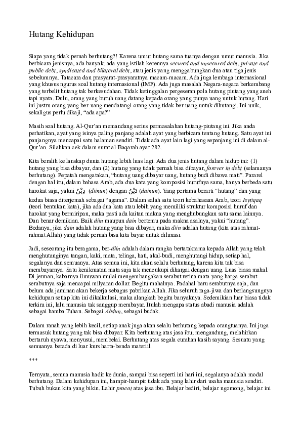 Doc Artikel Buletin Hutang Kehidupan Ayiko Musashi Academia Edu