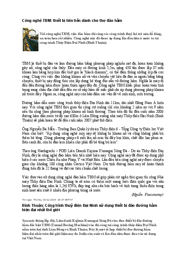 First page of “Cong nghệ TBM”