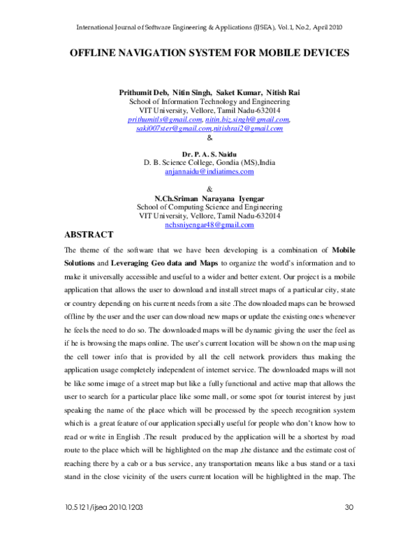 (PDF) Offline Navigation System for Mobile Devices