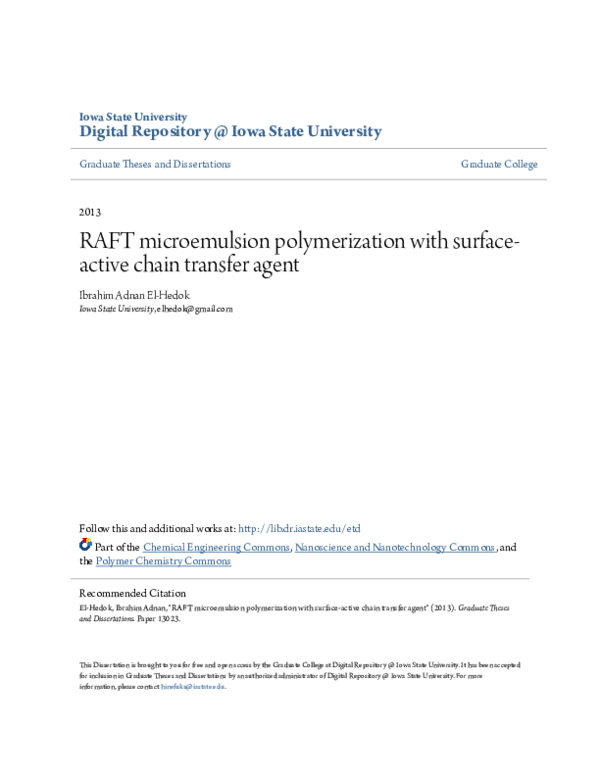 (PDF) RAFT microemulsion polymerization with surface-active chain ...