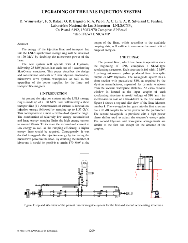 UPGRADING OF THE LNLS INJECTION SYSTEM