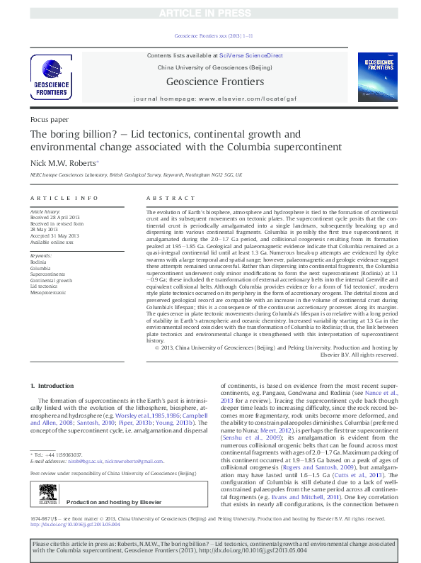 (PDF) The boring billion? - Lid tectonics, continental growth and ...