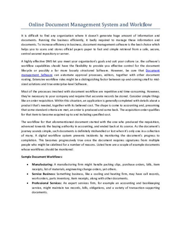 (PDF) Online Document Management System and Workflow