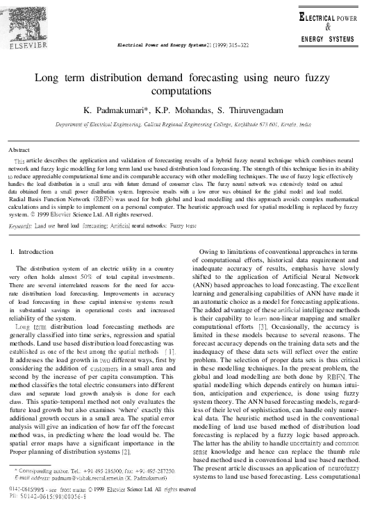 (PDF) ELECTRICAL POWER & ENERGY SYSTEMS Long term distribution demand ...