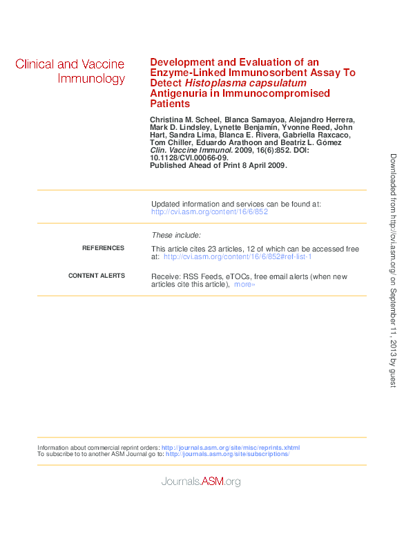 (PDF) Development and Evaluation of an Enzyme-Linked Immunosorbent ...