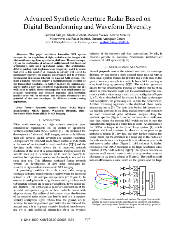 (PDF) Advanced synthetic aperture radar based on digital beamforming ...