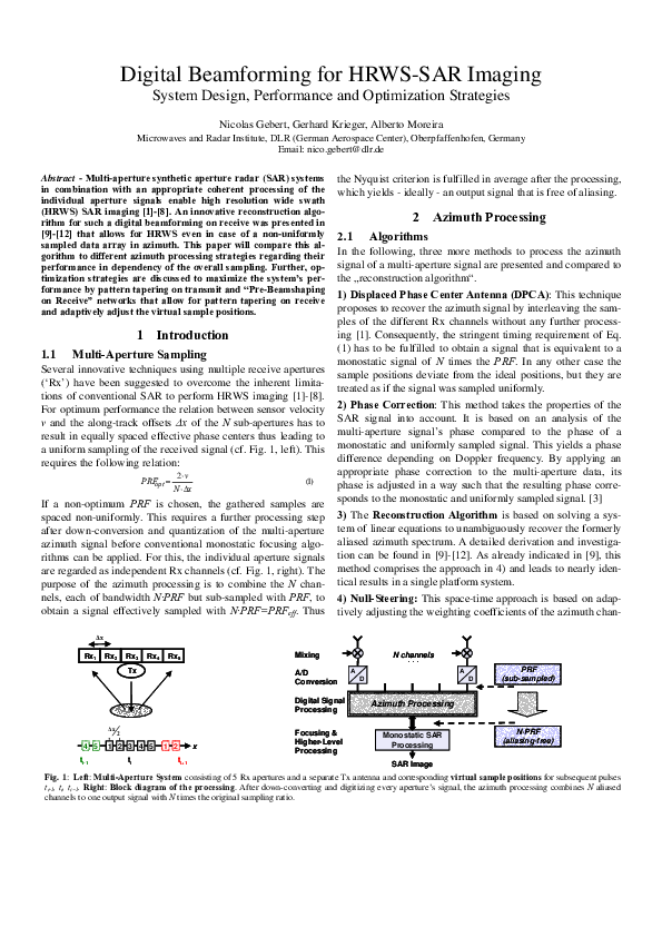 (PDF) Digital Beamforming for HRWS-SAR Imaging: System Design ...