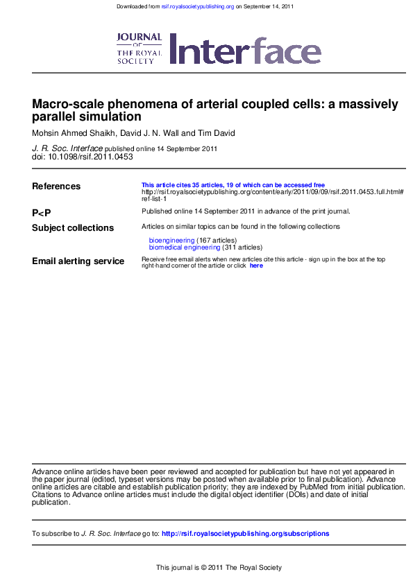 (PDF) Macro scale phenomena of arterial coupled cells a massively
