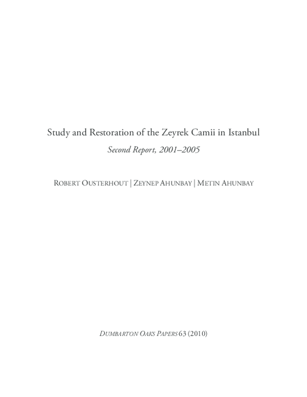 (PDF) Study and Restoration of the Zeyrek Camii in Istanbul: Second ...