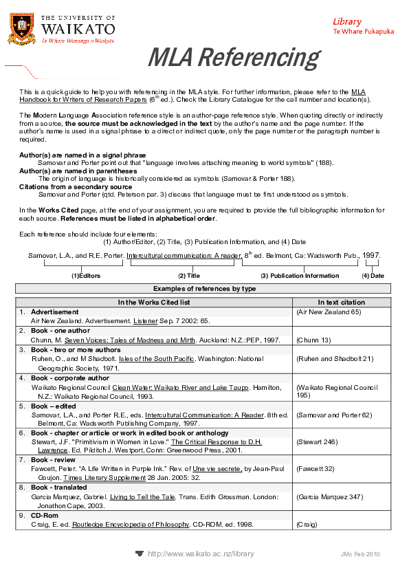 (PDF) MLA Referencing