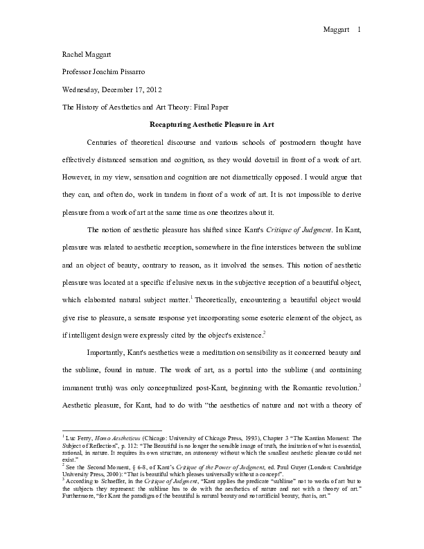 (PDF) Recapturing Aesthetic Pleasure in Art Rachel A Maggart