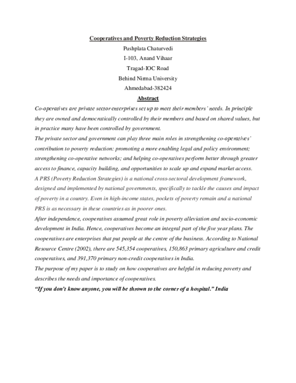 (DOC) Cooperatives and Poverty Reduction Strategies