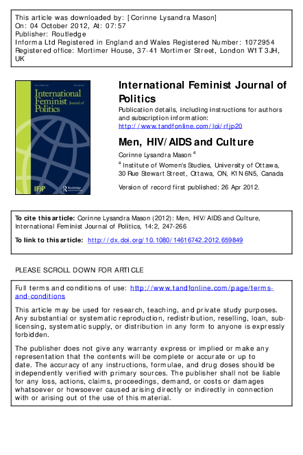 (PDF) Men, HIV/AIDS and Culture