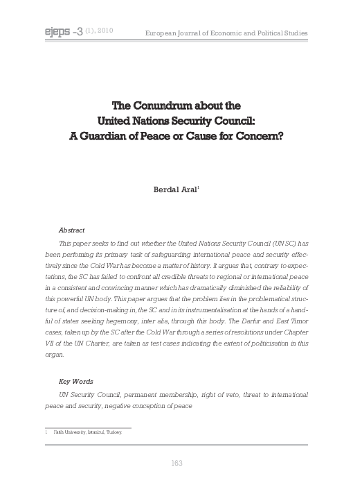 (PDF) The Conundrum about the United Nations Security Council: A ...