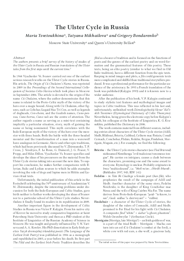 (PDF) Ulster Cycle in Russia