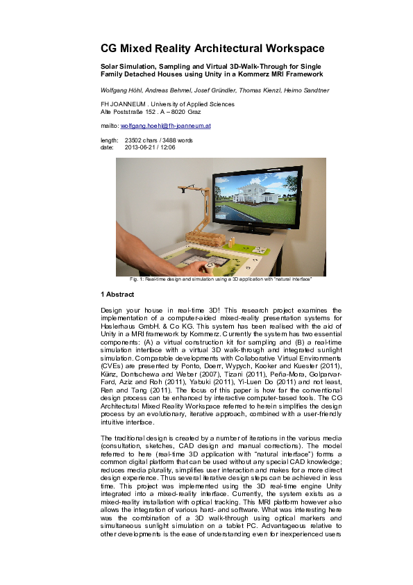 (PDF) CG Mixed Reality Architectural Workspace