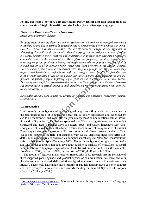 (PDF) (2014) Points, depictions, gestures and enactment: Partly lexical ...