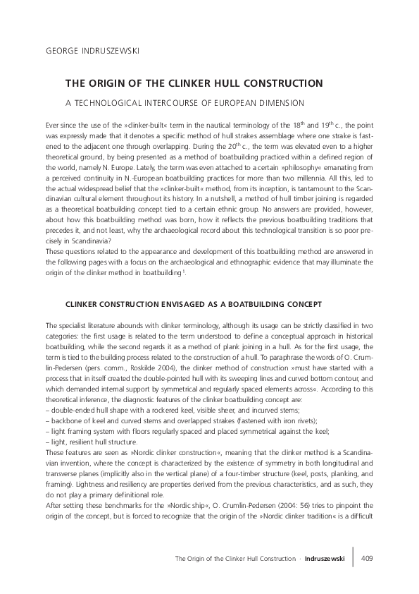 (PDF) THE ORIGIN OF THE CLINKER HULL CONSTRUCTION A TECHNOLOGICAL ...