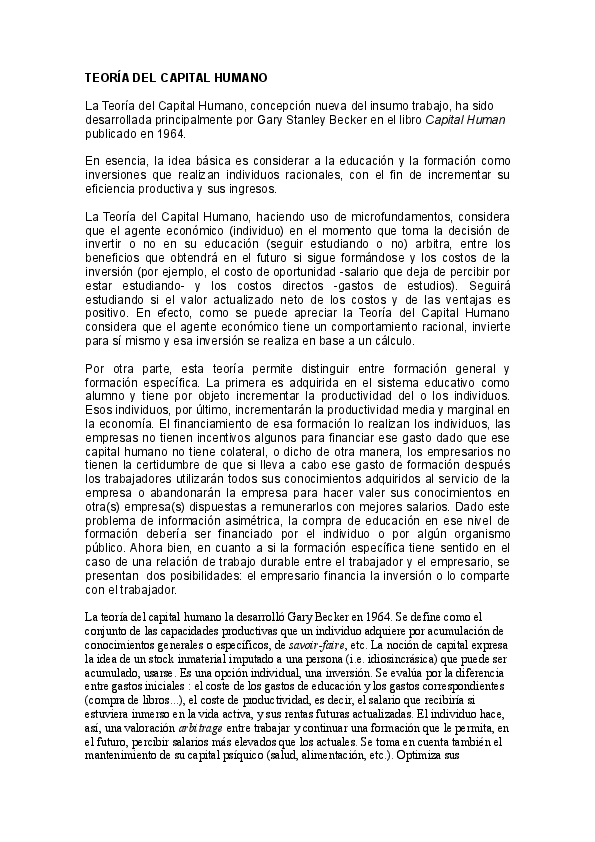 (PDF) TEORÍA DEL CAPITAL HUMANO