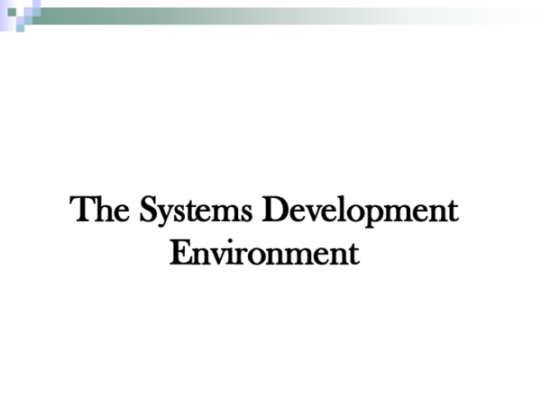 (PPT) 01 The Systme Development Environment