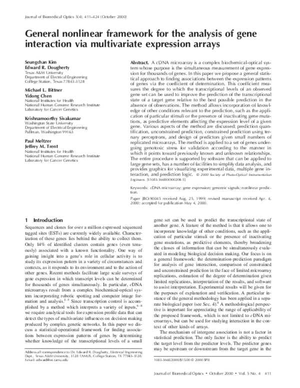 (PDF) General nonlinear framework for the analysis of gene interaction ...