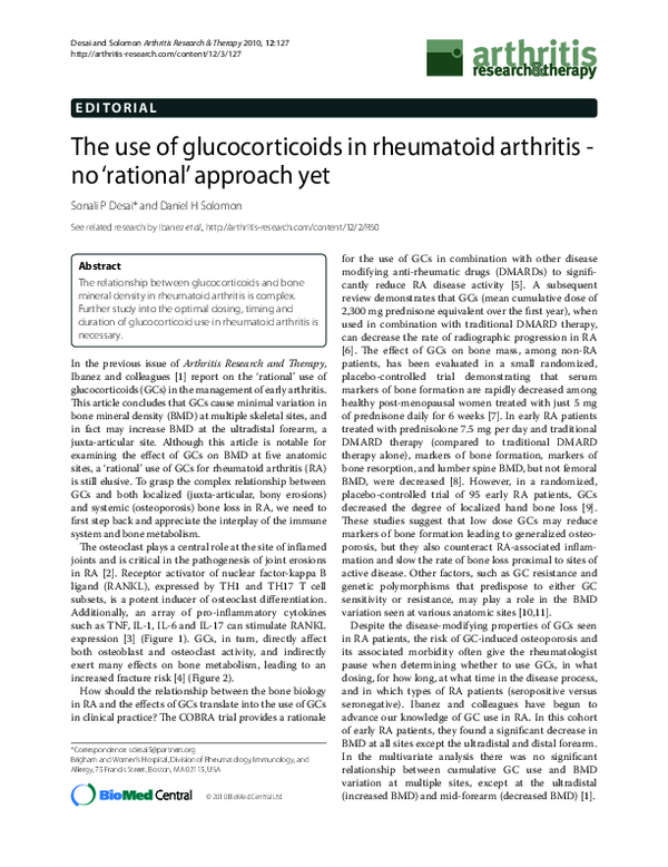 (PDF) The use of glucocorticoids in rheumatoid arthritis - no 'rational ...