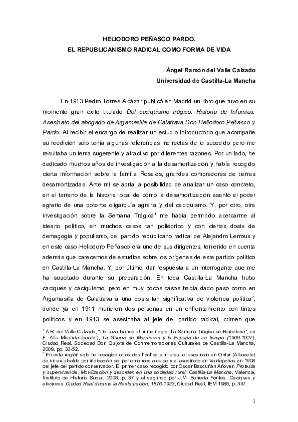 (PDF) Heliodoro Peñasco Pardo. El republicanismo radical como forma de vida