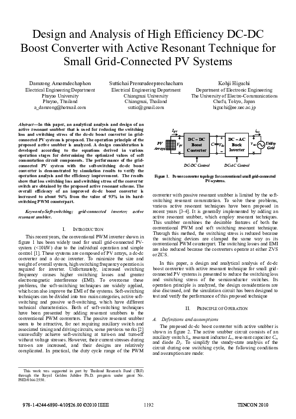 (PDF) Design and analysis of high efficiency DC-DC boost converter with ...