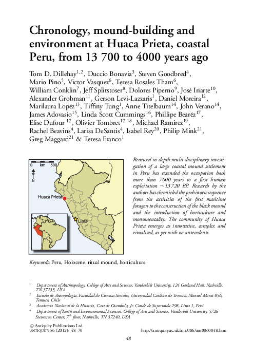 (PDF) A late Pleistocene human presence at Huaca Prieta, Peru, and ...