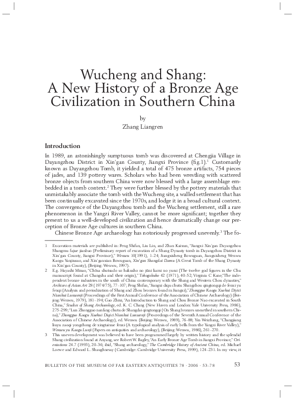 (PDF) Wucheng and Shang A New History of a Bronze Age Civilization in