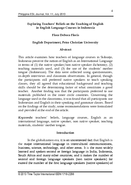 (PDF) Exploring Teachers’ Beliefs on the Teaching of English in English ...