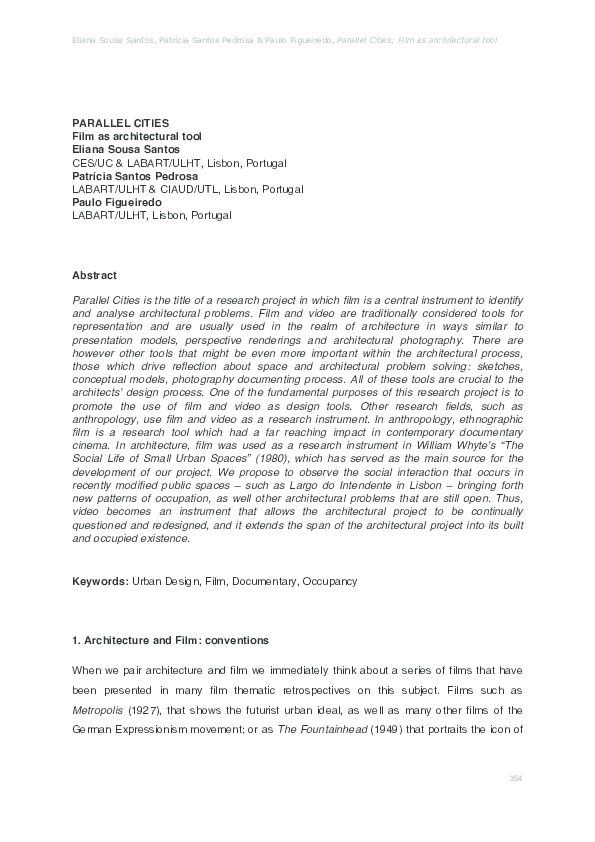 (PDF) Parallel Cities. Film as architectural tool