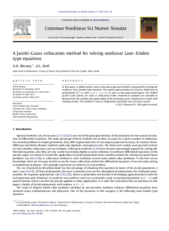 (PDF) A Jacobi-Gauss Collocation Method for Solving Nonlinear Lane ...
