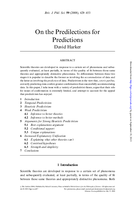(PDF) On the Predilections for Predictions