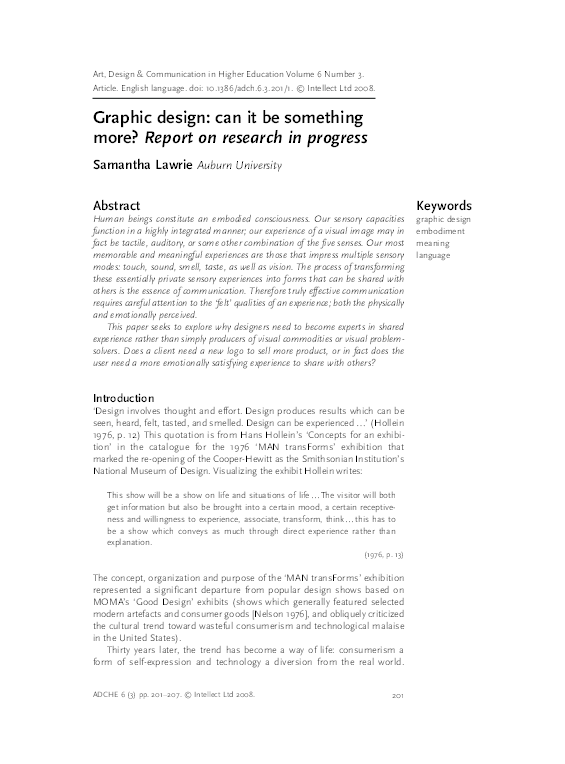 (PDF) Graphic design: can it be something more? Report on research in ...