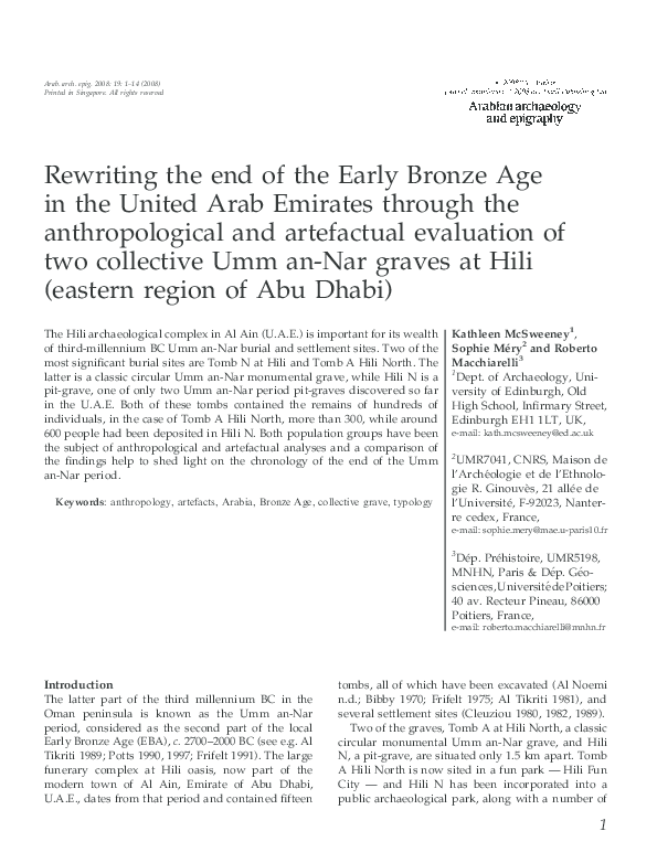 (PDF) Rewriting the end of the Early Bronze Age