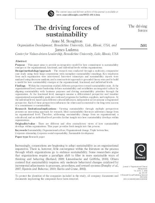 (PDF) The driving forces of sustainability