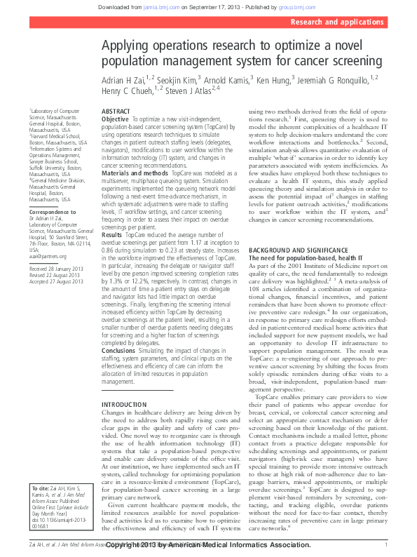(PDF) Applying Operations Research to Optimize a Novel Population ...