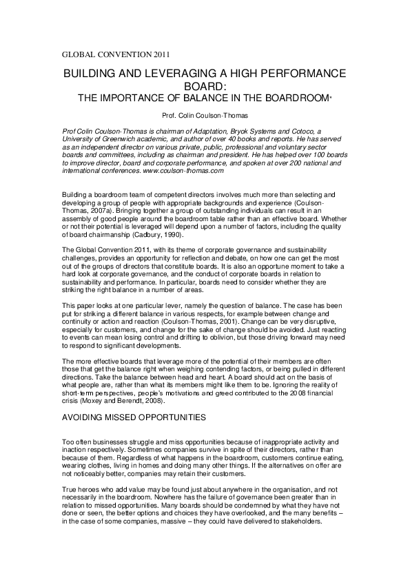 balanced board of directors