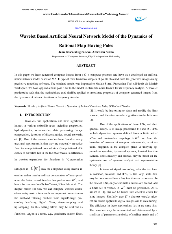 (PDF) Wavelet Based Artificial Neural Network Model of the Dynamics of ...