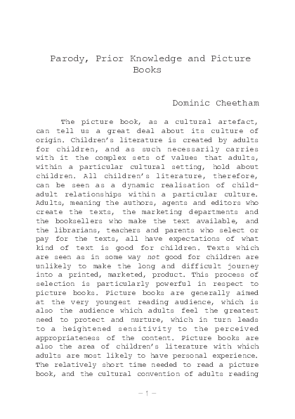 (PDF) Parody Prior Knowledge and Picture Books
