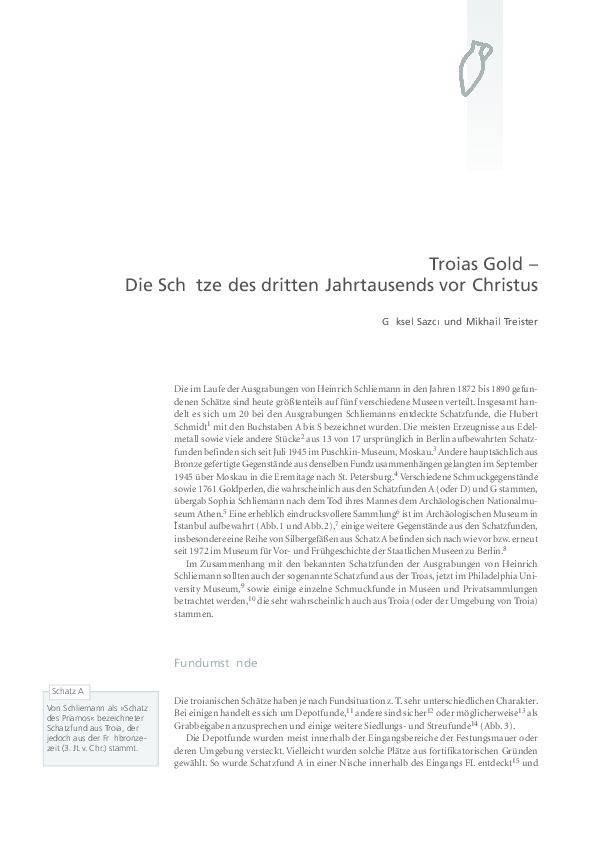 Pdf Goksel Sazci Mikhail Treister 2006 Troias Gold Die