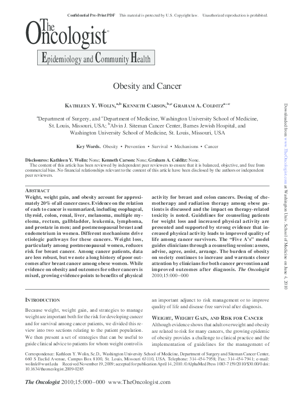(PDF) Obesity and Cancer