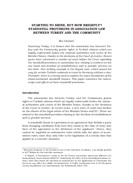 (PDF) Starting to shine, but how brightly? Standstill Provisions in