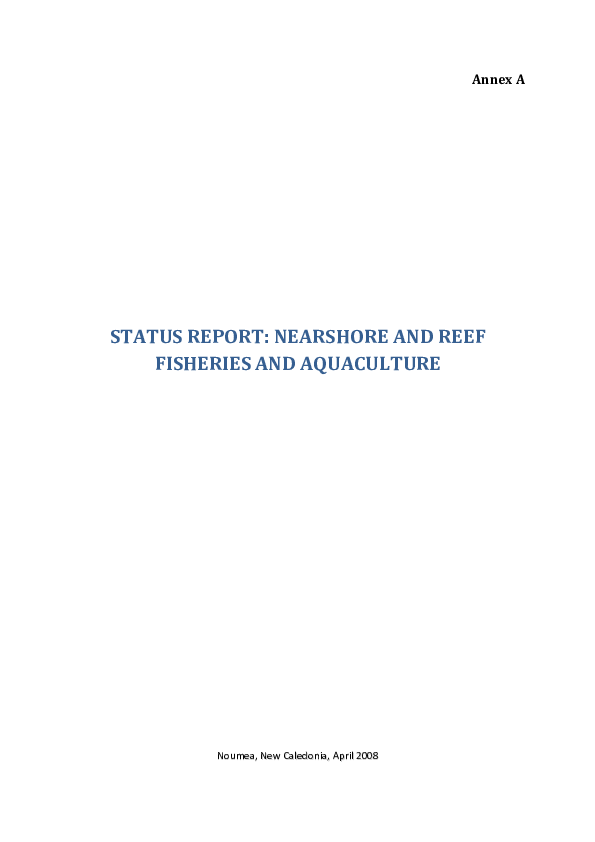 (PDF) Status Report: Nearshore and Reef Fisheries and Aquaculture