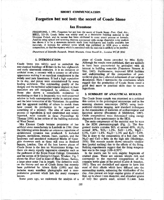 The Constitution of Coade Stone