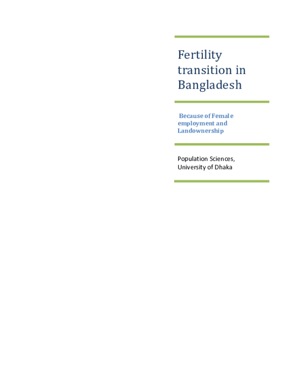 (PDF) Fertility transition in Bangladesh Shahriar Suhel Academia.edu