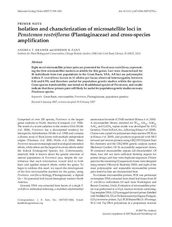 (PDF) Isolation and characterization of microsatellite loci in ...